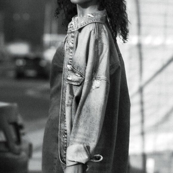 Zara LACE TRIM DENIM DRESS Size M NEW WITH TAG! - Picture 8 of 15